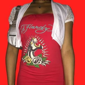Ed Hardy Tube Top Red Dress